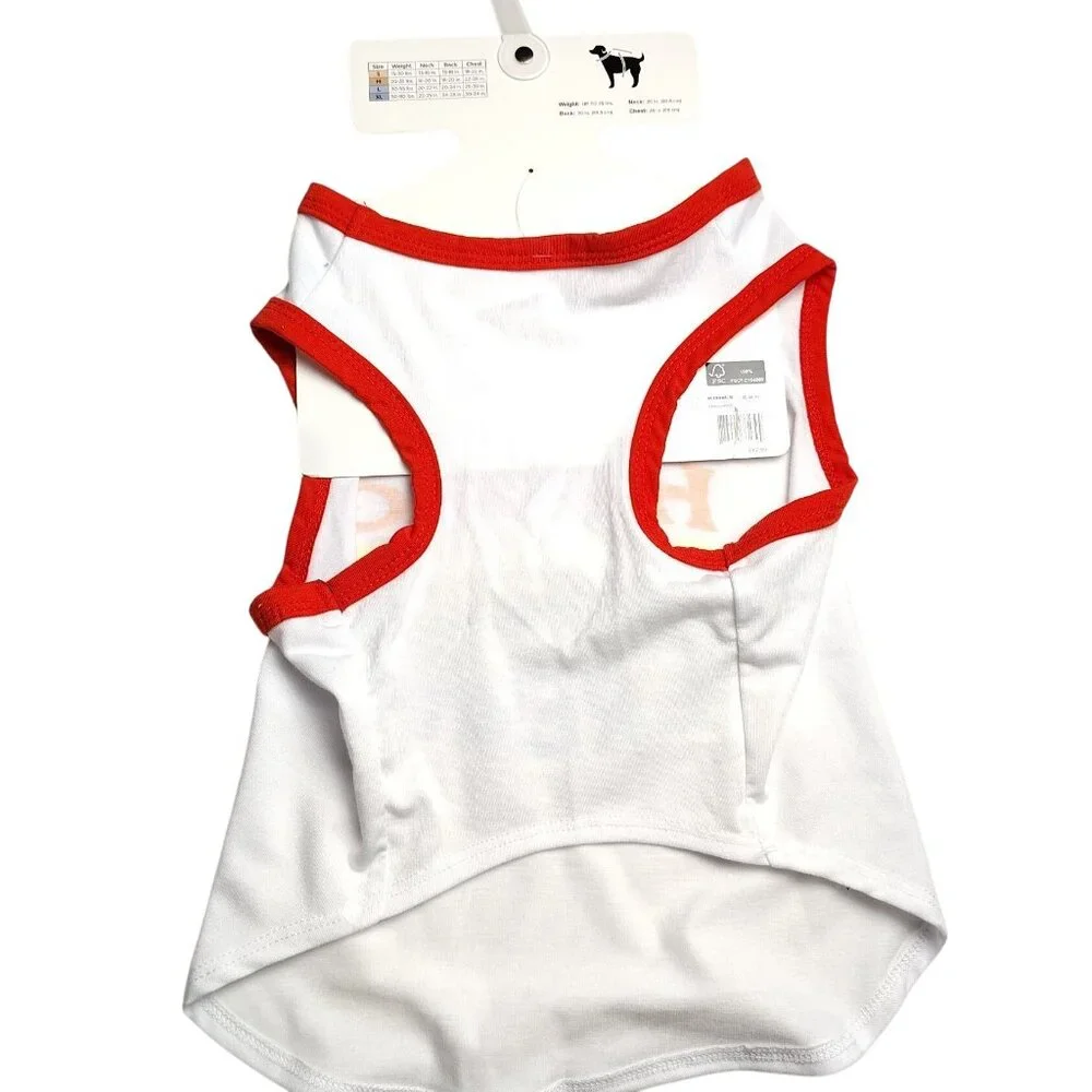 Sonoma Dog Medium White With Red Trim Spiritual Pride Tank For Pets
